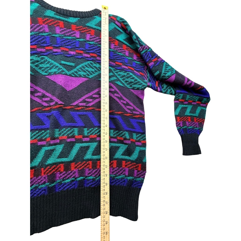 Coogi style Vintage Meister Wool Blend Abstract Geometric Knit Sweater XL‎ retro - Picture 4 of 7